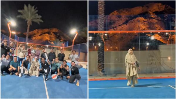 Viral! Main Padel dengan View Gunung Uhud Madinah, Unik Banget!
